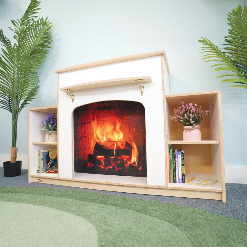 Whitney Brothers White Wood Fireplace with Storage 52"W x 20"D x 33"H (WHT - WB0922) - SchoolOutlet