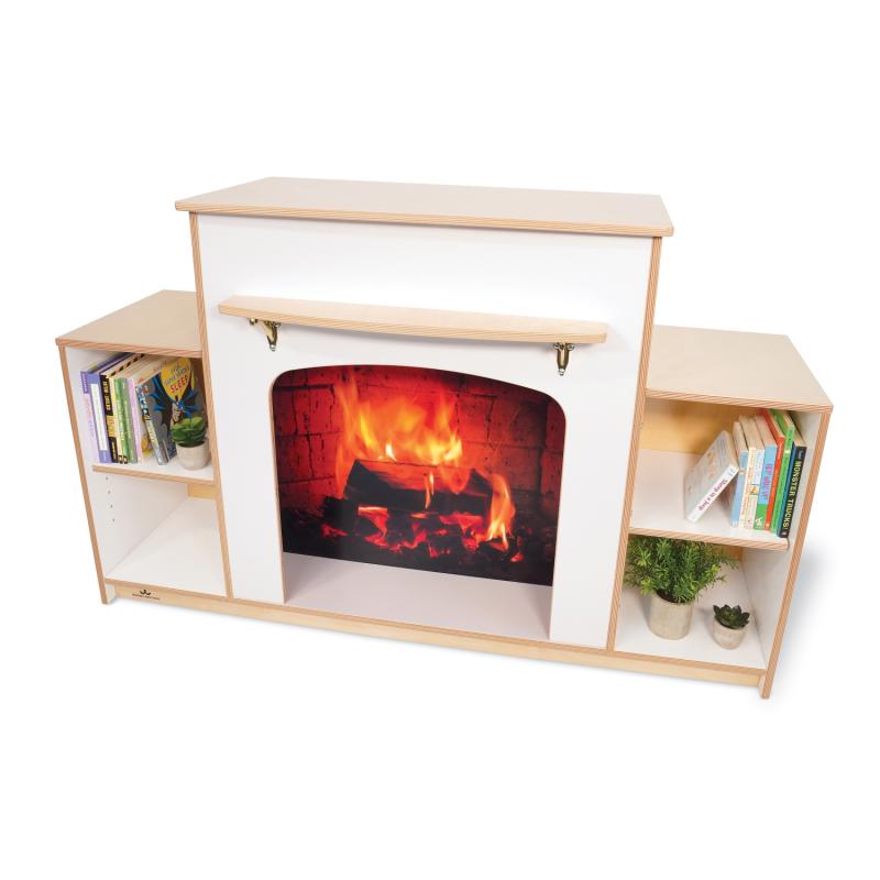 Whitney Brothers White Wood Fireplace with Storage 52"W x 20"D x 33"H (WHT - WB0922) - SchoolOutlet