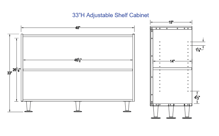 Whitney Brothers elevatED™ Adjustable Shelf Cabinet 33"H - 48"W x 15"D (WHT - WB1918) - SchoolOutlet