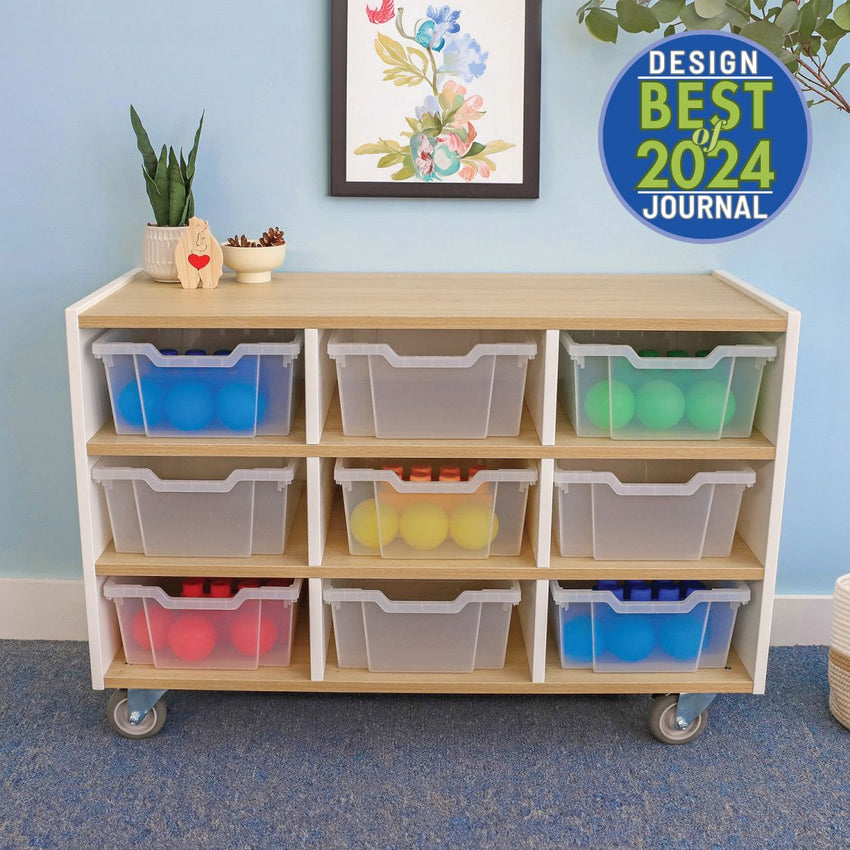 Whitney Brothers elevatED™ Nine Tray Mobile Storage Cabinet 42.5"W x 18"D x 29.5"H (WHT - WB1929) - SchoolOutlet