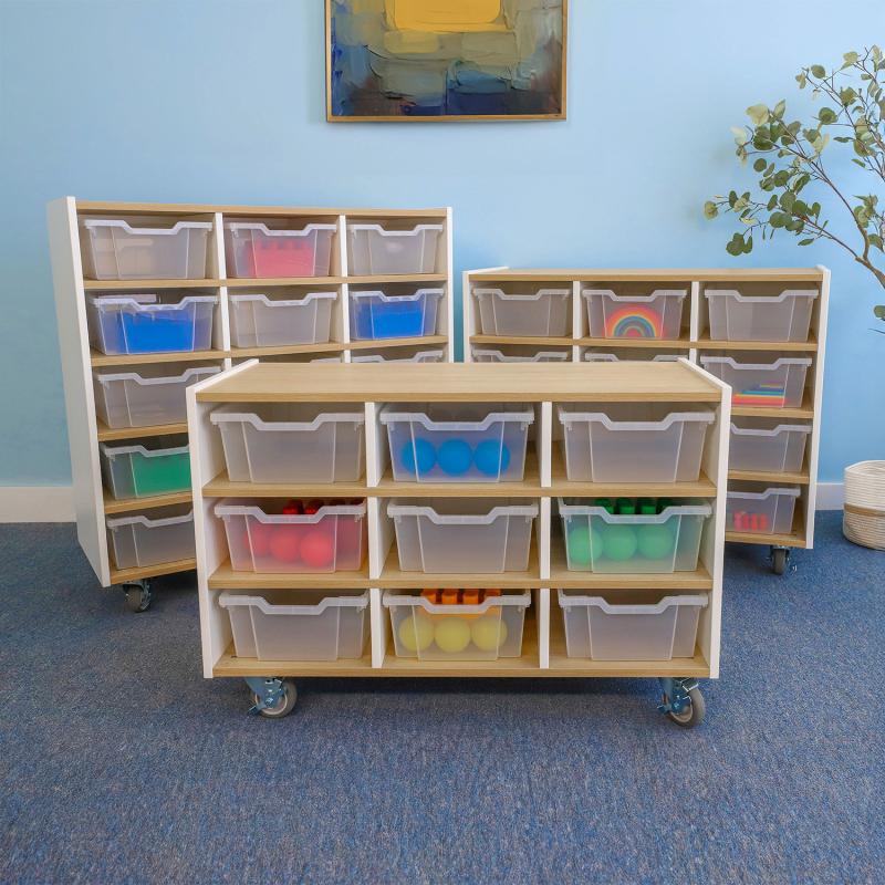 Whitney Brothers elevatED™ 12 Tray Mobile Storage Cabinet 42.5"W x 18"D x 37.25"H (WHT - WB1932) - SchoolOutlet