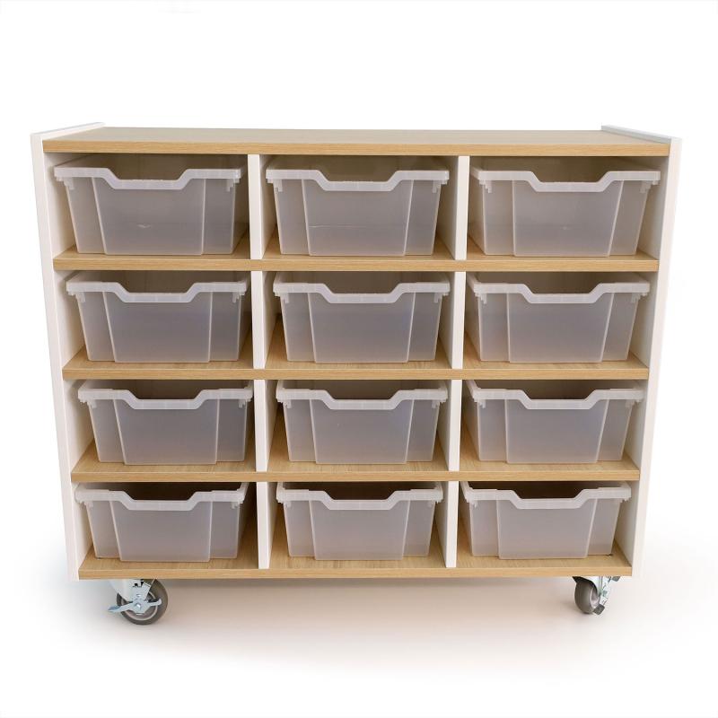 Whitney Brothers elevatED™ 12 Tray Mobile Storage Cabinet 42.5"W x 18"D x 37.25"H (WHT - WB1932) - SchoolOutlet