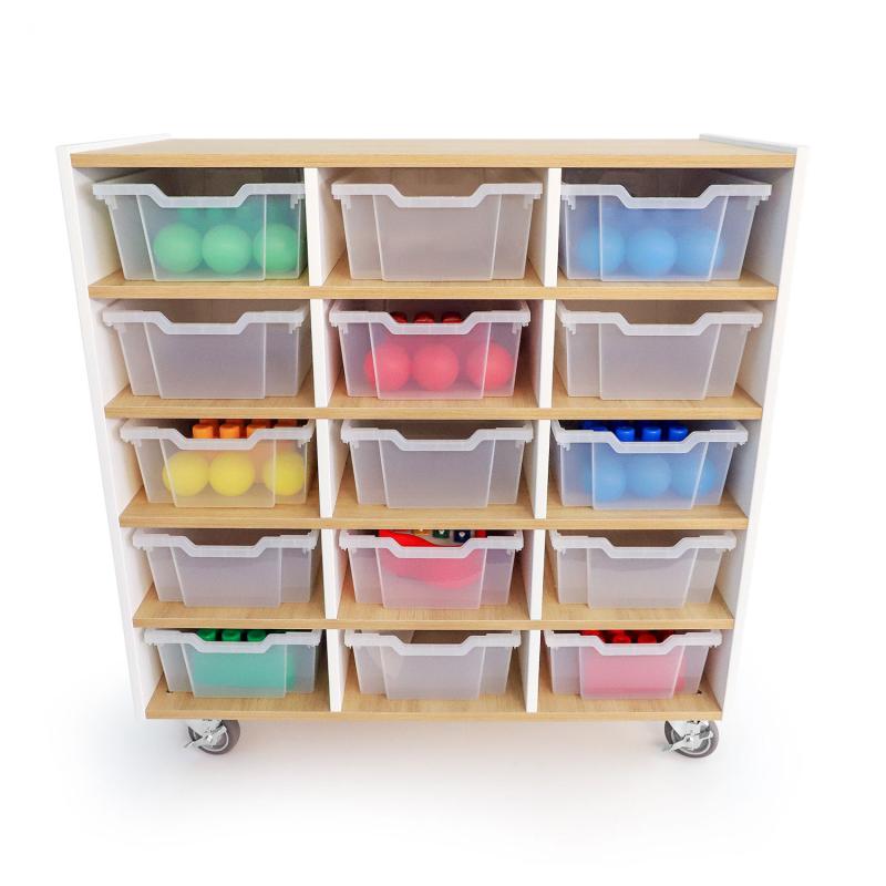 Whitney Brothers elevatED™ 15 Tray Mobile Storage Cabinet 42.5"W x 18"D x 45"H (WHT - WB1935) - SchoolOutlet