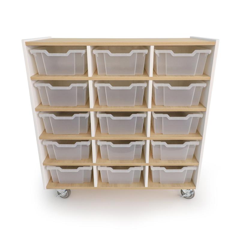 Whitney Brothers elevatED™ 15 Tray Mobile Storage Cabinet 42.5"W x 18"D x 45"H (WHT - WB1935) - SchoolOutlet