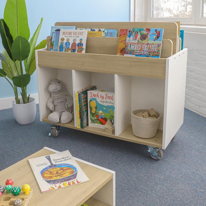 Whitney Brothers elevatED™ Mobile Book Storage Island 40.75"W x 19.25"D x 35.75"H (WHT - WB1937) - SchoolOutlet