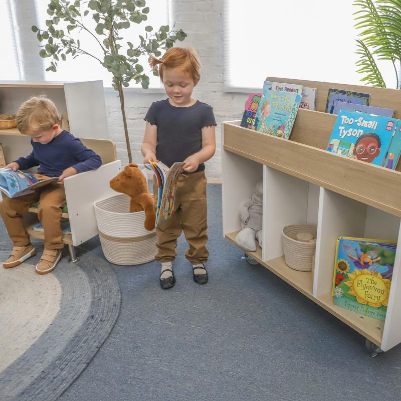 Whitney Brothers elevatED™ Mobile Book Storage Island 40.75"W x 19.25"D x 35.75"H (WHT - WB1937) - SchoolOutlet