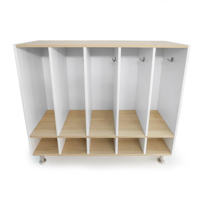 Whitney Brothers elevatED™ Five Section Coat Locker 50"W x 15"D x 43"H (WHT - WB1951) - SchoolOutlet