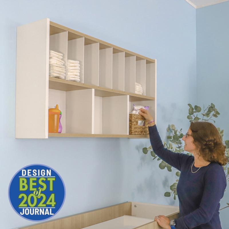 Whitney Brothers elevatED™ Wall Mount Diaper Supplies Organizer 42.5"W x 9.75"D x 24"H (WHT - WB1964) - SchoolOutlet