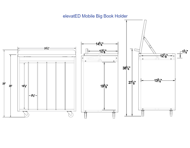 Whitney Brothers elevatED™ Mobile Big Book Holder 24.25"W x 14.25"D x 26"H (WHT - WB1987) - SchoolOutlet