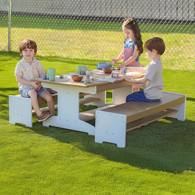 Whitney Brothers outdoorED Table and Two Benches Set (WB2910) - SchoolOutlet