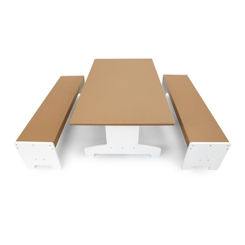 Whitney Brothers outdoorED™ Table and Two Bench Set 47.5"W x 41.25"D x 19.75"H (WHT - WB2910) - SchoolOutlet