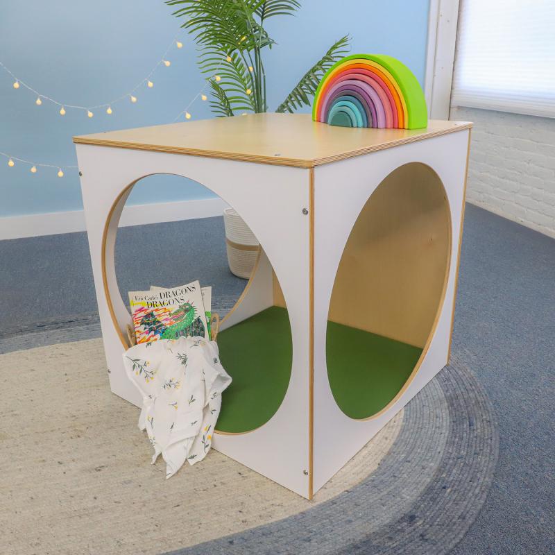 Whitney Brothers elevatED Play House Cube with Floor Mat Set 29"W x 30.5"D x 29"H (WHT - WB2920) - SchoolOutlet