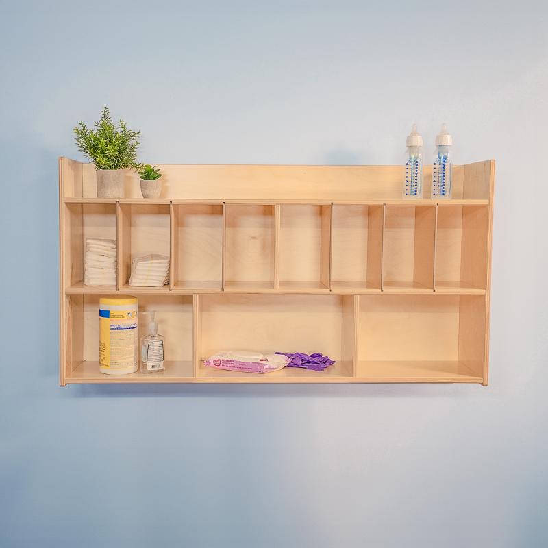 Whitney Brothers Wall Mounted Eight Cubby Cabinet 46.75"W x 10"D x 24.75"H (WHT - WB4848) - SchoolOutlet