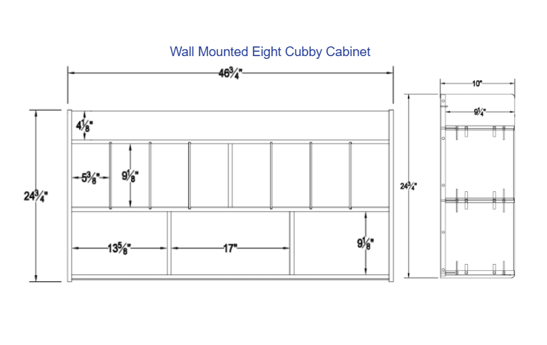 Whitney Brothers Wall Mounted Eight Cubby Cabinet 46.75"W x 10"D x 24.75"H (WHT - WB4848) - SchoolOutlet