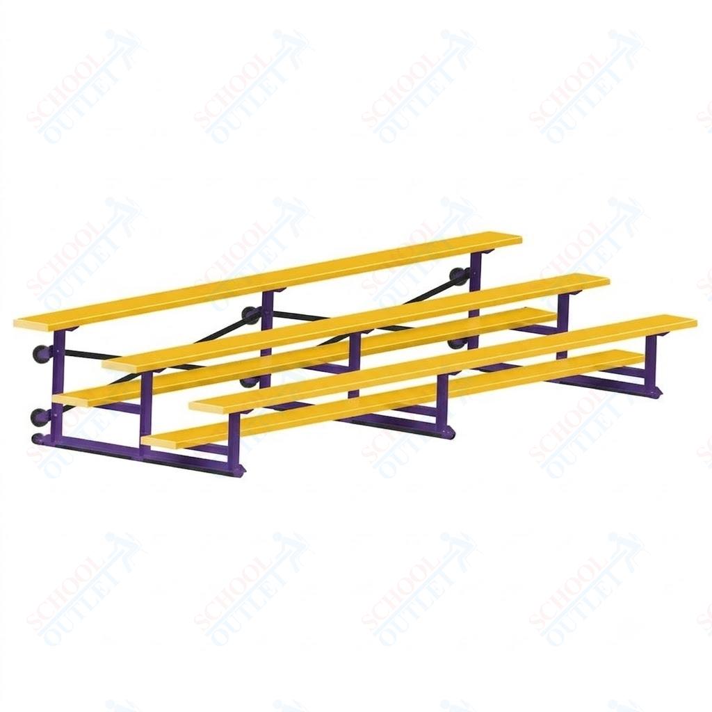 Jaypro Sports Bleacher - 3 Row - Tip & Roll, Single Foot Plank, Powder Coated - 15' L (BLCH-3TRGPC)