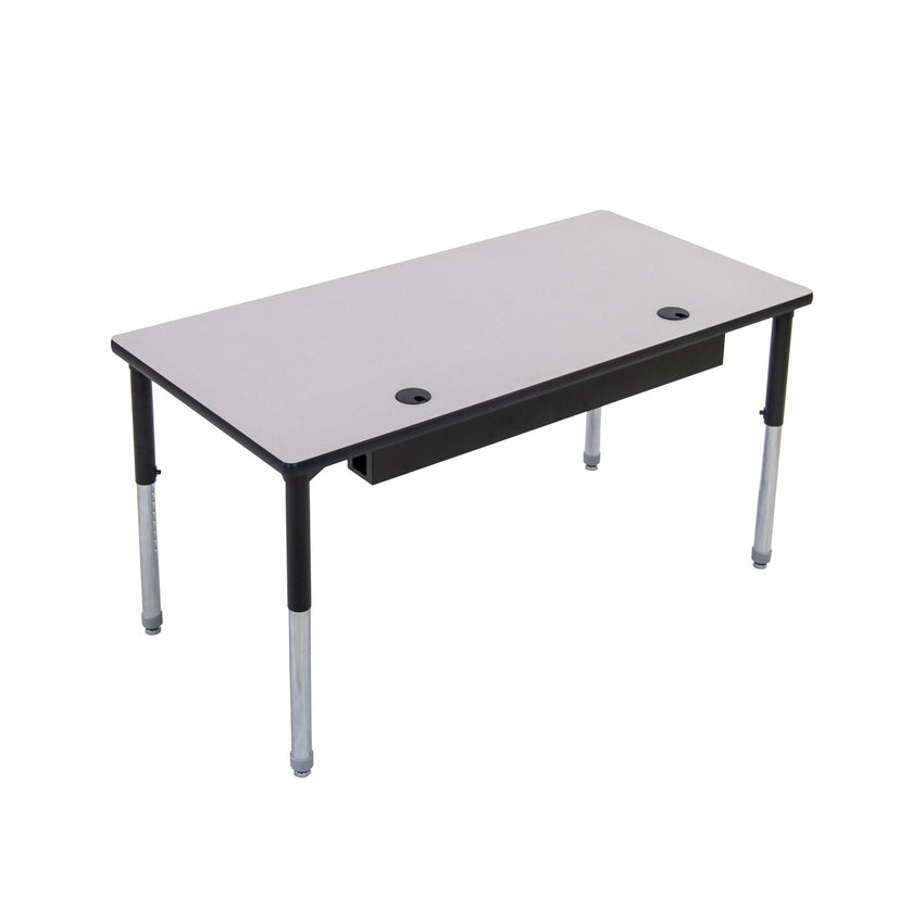AmTab Computer and Technology Table - Activity Legs - Grommet Hole - Wire Management - 18"W x 60"L (AmTab AMT-A185DW) - SchoolOutlet