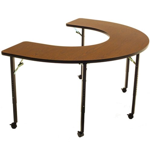 AmTab Wheelchair Accessible - Managed Care - Feeder Activity Table - Horseshoe - Casters - Folding Legs - 48"W x 72"L x 32"H (AmTab AMT-AF6000C) - SchoolOutlet