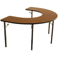 AmTab Wheelchair Accessible - Managed Care - Feeder Activity Table - Horseshoe - Folding Legs - 48"W x 72"L x Adjustable 26" to 34"H  (AmTab AMT-AF6001)