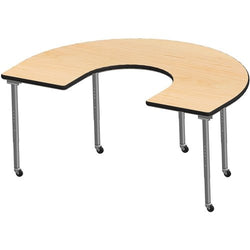 AmTab Wheelchair Accessible - Managed Care - Feeder Activity Table - Horseshoe - Casters - 48"W x 72"L x Adjustable 26" to 34"H  (AmTab AMT-AS6001C)