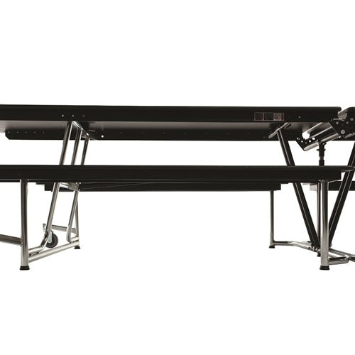 AmTab Mobile Bench Table - Elliptical - 46"W x 10'1"L - 4 Benches (AmTab AMT-MBE10) - SchoolOutlet