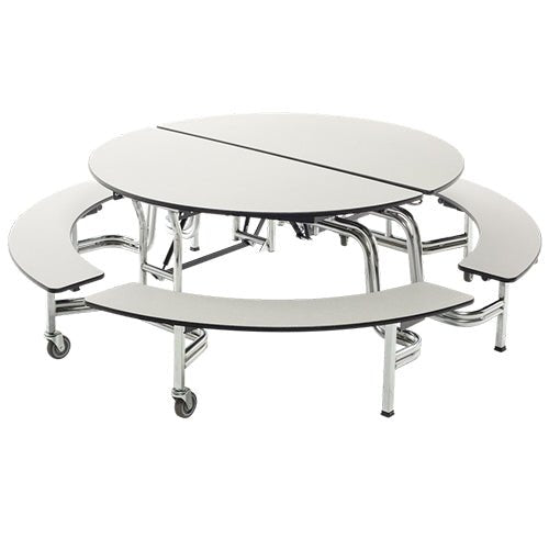 AmTab Round Mobile Bench Cafeteria Table - 60" Diameter (AmTab AMT-MBR604) - SchoolOutlet