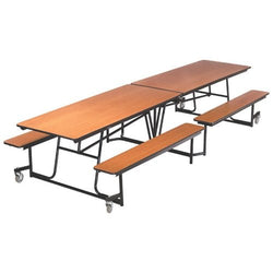AmTab Mobile Bench Cafeteria Table - 30"W x 8' 1"L (AmTab AMT-MBT08)