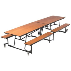 AmTab Mobile Bench Cafeteria Table - 30"W x 12' 1"L (AmTab AMT-MBT12)