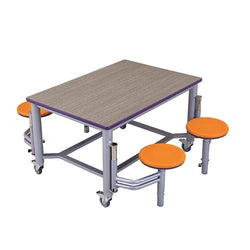 AmTab Mobile Stool Table - Group Collaboration High Table - 36"W x 52"L x 29"H - 4 Stools  (AMT-MGST3652-29)
