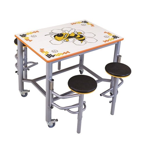 AmTab Mobile Stool Table - Group Collaboration High Table - 36"W x 52"L x 42"H - 4 Stools (AMT-MGST3652-42) - SchoolOutlet