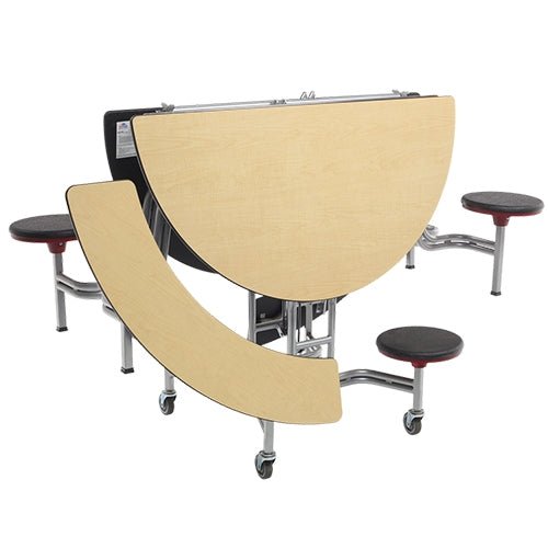 AmTab Mobile Stool and Bench Table - Round - 60" Round Diameter - 4 Stools and 2 Benches (AmTab AMT-MSBR6042) - SchoolOutlet