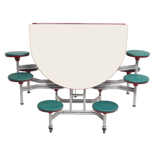 AmTab Mobile Stool Table - Elliptical - 54"W x 6'1"L - 10 Stools (AmTab AMT-MSE610) - SchoolOutlet