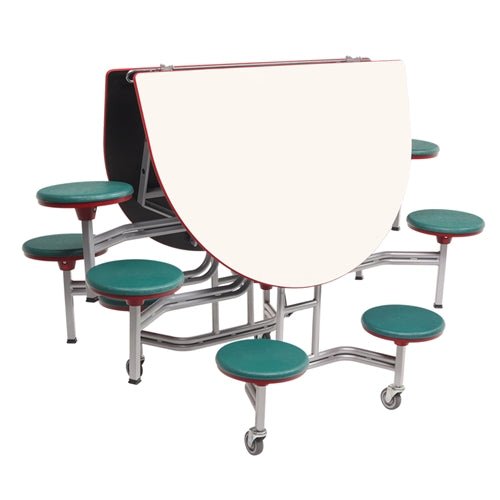 AmTab Mobile Stool Table - Elliptical - 54"W x 6'1"L - 10 Stools (AmTab AMT-MSE610) - SchoolOutlet