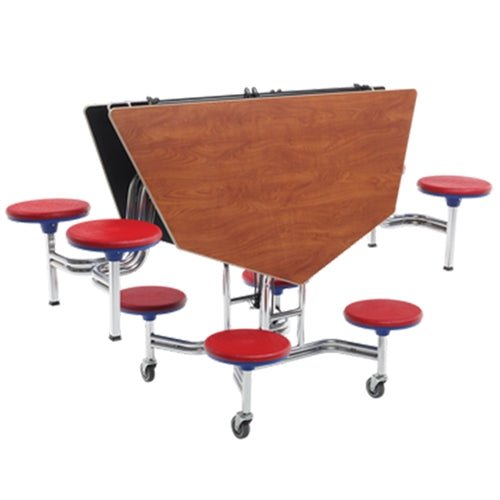 AmTab Mobile Stool Table - Octagon - 60" Octagonal Diameter - 8 Stools (AmTab AMT-MSOC608) - SchoolOutlet