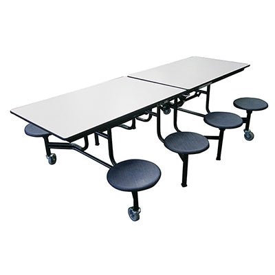 AmTab Mobile Stool Table - Rectangle - 30"W x 8'1"L - 8 Stools (AmTab AMT-MST88) - SchoolOutlet