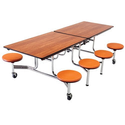 AmTab Mobile Stool Table - Rectangle - 30"W x 8'1"L - 8 Stools (AmTab AMT-MST88)