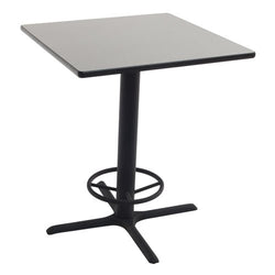 AmTab Caf Table - Square - Cast Iron Pedestal Base - Footring - 24"W x 24"L x 42"H (AmTab AMT-PT2442)