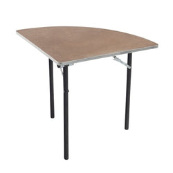 AmTab Folding Table - Plywood Stained and Sealed - Aluminum Edge - Quarter Round - Quarter 96" Diameter x 29"H  (AmTab AMT-QR96PA)