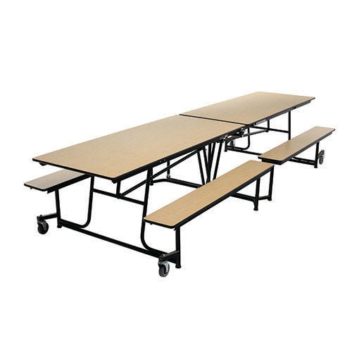 AmTab Mobile Bench Table - Rectangle - 30"W x 12'1"L - 4 Benches (AMT-QUICK-MBT12-MBTB) - SchoolOutlet