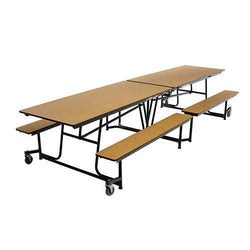 AmTab Mobile Bench Table - Rectangle - 30"W x 12'1"L - 4 Benches  (AMT-QUICK-MBT12-OBTB)
