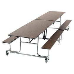 AmTab Mobile Bench Table - Rectangle - 30"W x 12'1"L - 4 Benches  (AMT-QUICK-MBT12-WBC)
