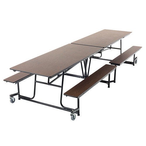 AmTab Mobile Bench Table - Rectangle - 30"W x 12'1"L - 4 Benches (AMT-QUICK-MBT12-WBTB) - SchoolOutlet