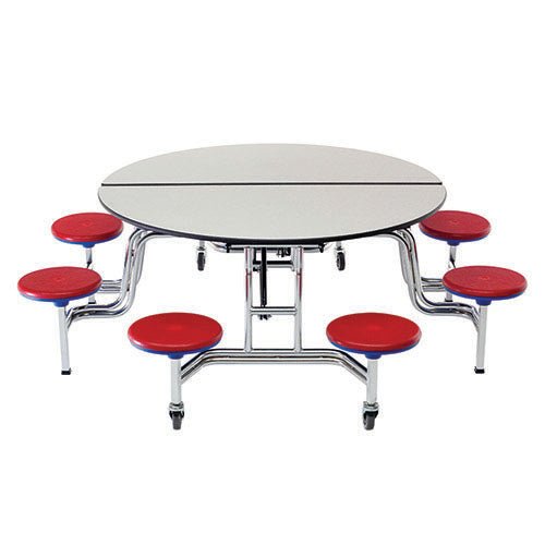 AmTab Mobile Stool Table - Round - 60" Round Diameter - 8 Stools (AMT-QUICK-MSR608-GNBC) - SchoolOutlet