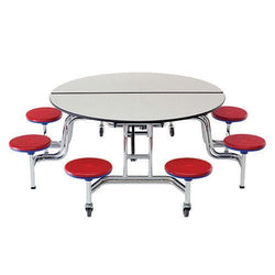 AmTab Mobile Stool Table - Round - 60" Round Diameter - 8 Stools  (AMT-QUICK-MSR608-GNBC)