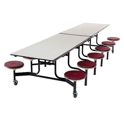 AmTab Mobile Stool Table - Rectangle - 30"W x 12'1"L - 12 Stools (AMT-QUICK-MST1212-GNBTB) - SchoolOutlet