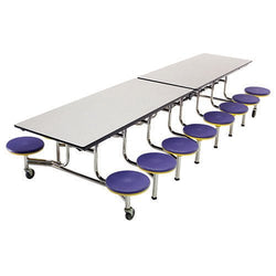 AmTab Mobile Stool Table - Rectangle - 30"W x 12'1"L - 16 Stools  (AMT-QUICK-MST1216-GNBC)