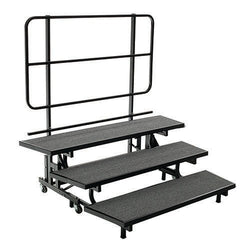 AmTab Mobile E-Z Riser - 3 Levels (8"H, 16"H, 24"H) - 53"W x 72"L x 72"H  Black Metal Frame, Charcoal Carpet  (AMT-QUICK-PCR3-CHARCB)