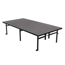 AmTab Fixed Height Stage - Carpet Top - 48"W x 96"L x 16"H  Black Metal Frame, Charcoal Carpet  (AMT-QUICK-ST4816C-CHARCB)