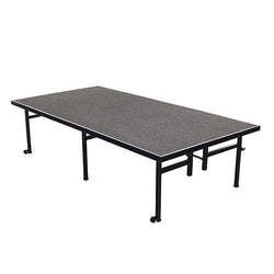 AmTab Fixed Height Stage - Carpet Top - 48"W x 96"L x 24"H  Black Metal Frame, Charcoal Carpet  (AMT-QUICK-ST4824C-CHARCB)