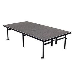 AmTab Fixed Height Stage - Carpet Top - 48"W x 96"L x 32"H  Black Metal Frame, Charcoal Carpet  (AMT-QUICK-ST4832C-CHARCB)