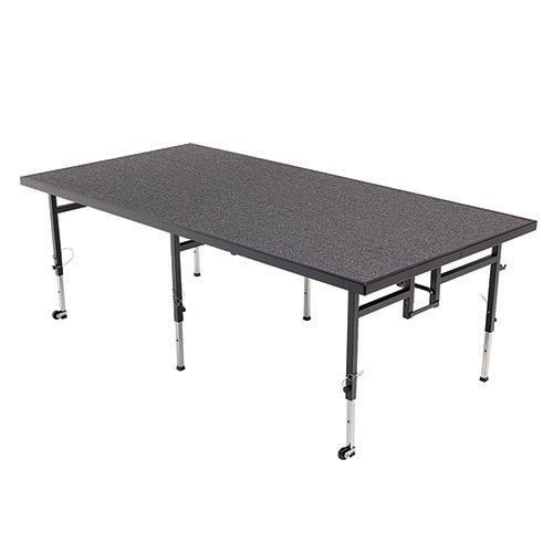 AmTab Adjustable Height Stage - Carpet Top - 48"W x 96"L x Adjustable 16" to 24"H (AMT-QUICK-STA4816C-CHARCB) - SchoolOutlet